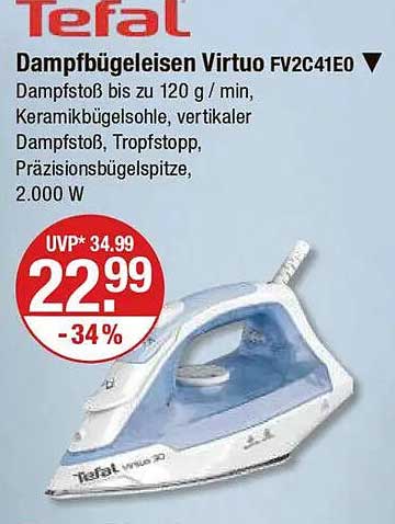 Tefal Dampf bügeleisen Virtuo FV2C41E0