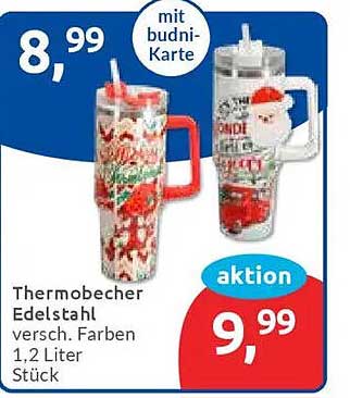 Thermobecher Edelstahl – verschiedene Farben, 1,2 Liter, 2 Stück