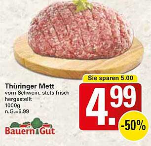 Thüringer Mett vom Schwein, stets frisch hergestellt