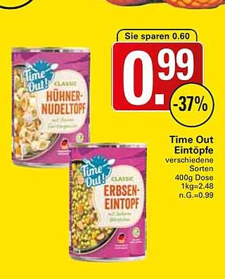 Time Out Eintöpfe - Hühnermnudeltopf und Erbseneintopf