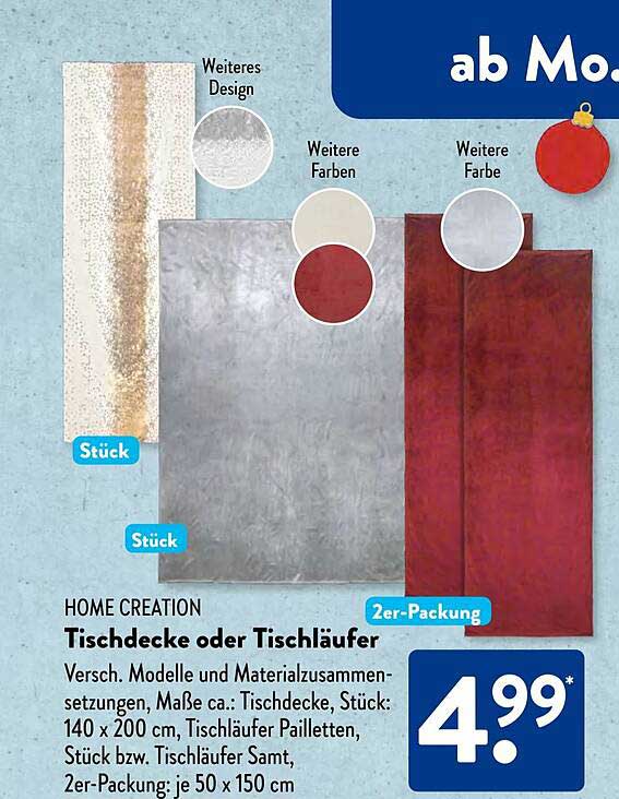 Tischdecke oder Tischläufer ab 4,99 €