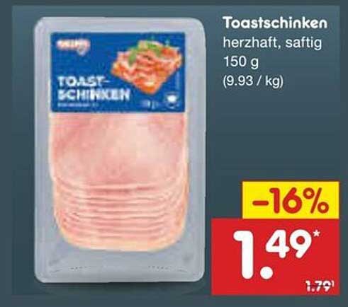 Toastschinken herzhaft, saftig 150 g