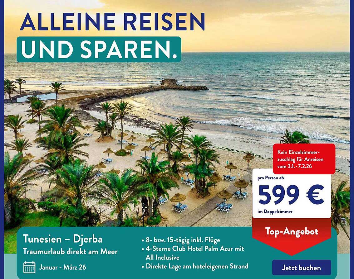 Traumurlaub in Tunesien – Djerba, 8- bzw. 15-tägig inkl. Flüge