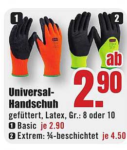 Universal-Handschuh gefüttert, Latex, Gr.: 8 oder 10