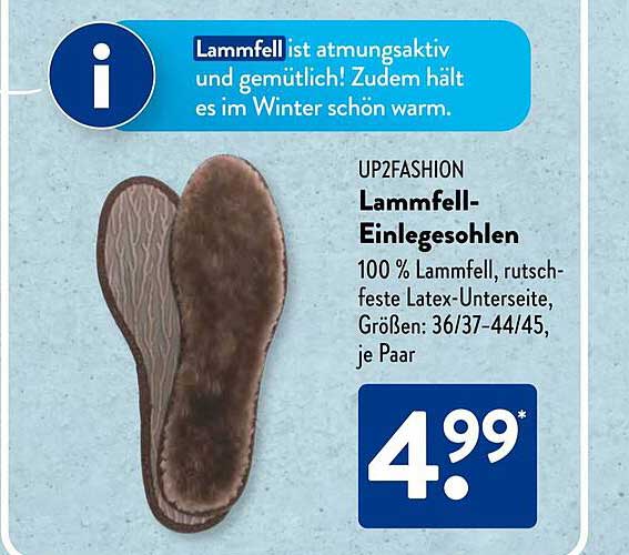UP2FASHION Lammfell-Einlegesohlen