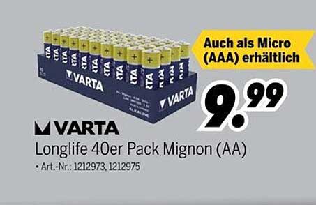 VARTA Longlife 40er Pack Mignon (AA)