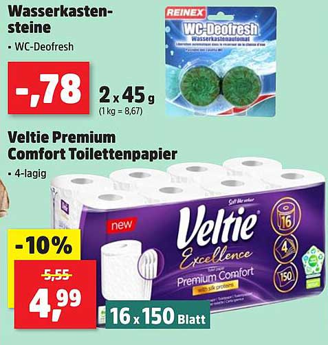 Veltie Premium Comfort Toilettenpapier 16 x 150 Blatt