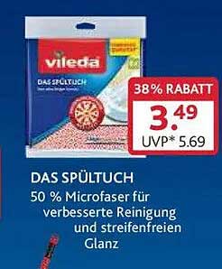Vileda Das Spültuch - 50 % Microfaser für verbesserte Reinigung und streifenfreien Glanz