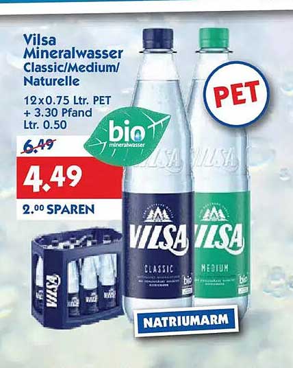 Vilsa Mineralwasser Classic/Medium/Naturhelle 12x0.75 Ltr. PET