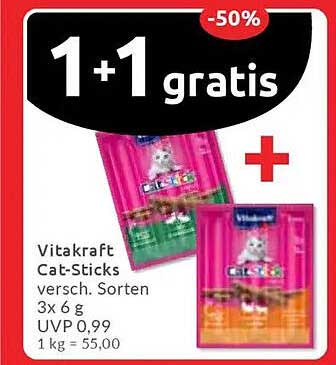 Vitakraft Cat-Sticks - 1+1 gratis!