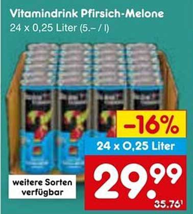 Vitamingetränk Pfirsich-Melone 24 x 0,25 Liter