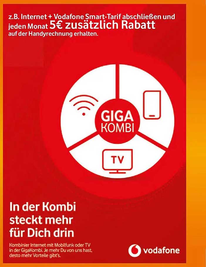 Vodafone GigaKombi: Sichere dir 5€ Rabatt auf der Handyrechnung