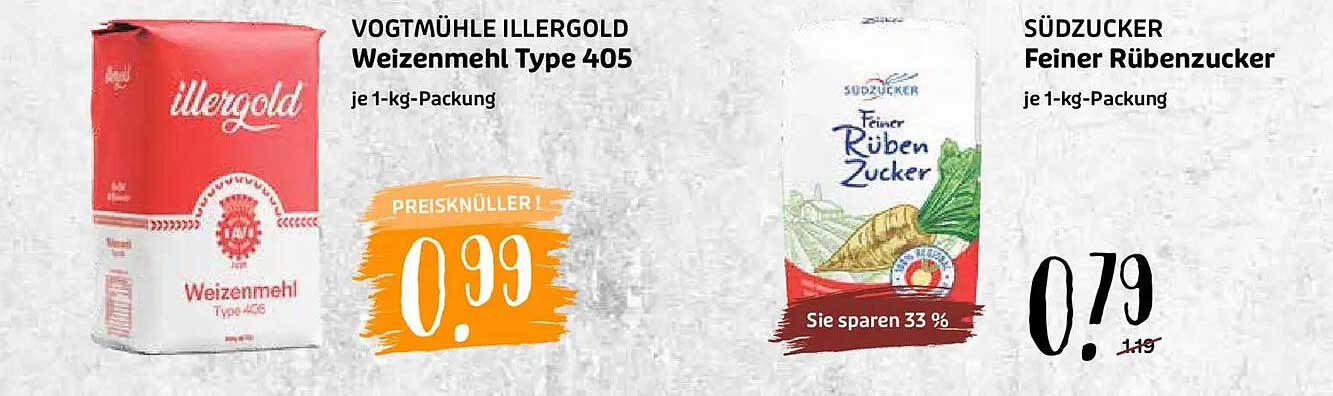 Vogt Mühle Illergold Weizenmehl Type 405 & Südzucker Feiner Rübenzucker