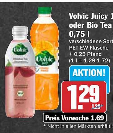 Volvic Juicy 1 oder Bio Tea 0,75 l