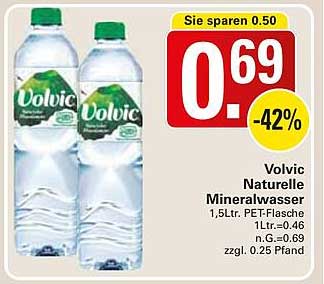Volvic Natürliche Mineralwasser 1,5L PET-Flasche im Doppelpack