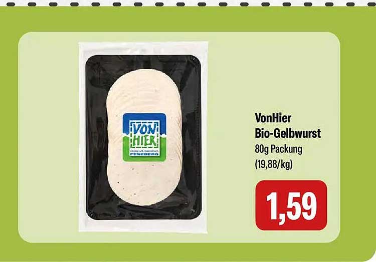 VonHier Bio-Gelbwurst 80g Packung (19,88/kg)