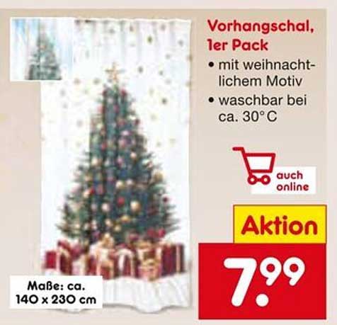Vorhangschal, 1er Pack mit weihnachtlichem Motiv