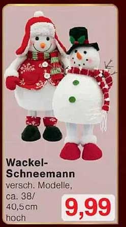 Wackel-Schneemann - verschiedene Modelle, ca. 38/40,5 cm hoch