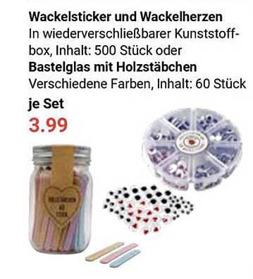 Wackelsticker und Wackelherzen - Kreativset für Bastler