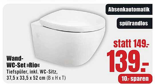 Wand-WC-Set »Rio« mit Absenkautomatik und spülrandlos