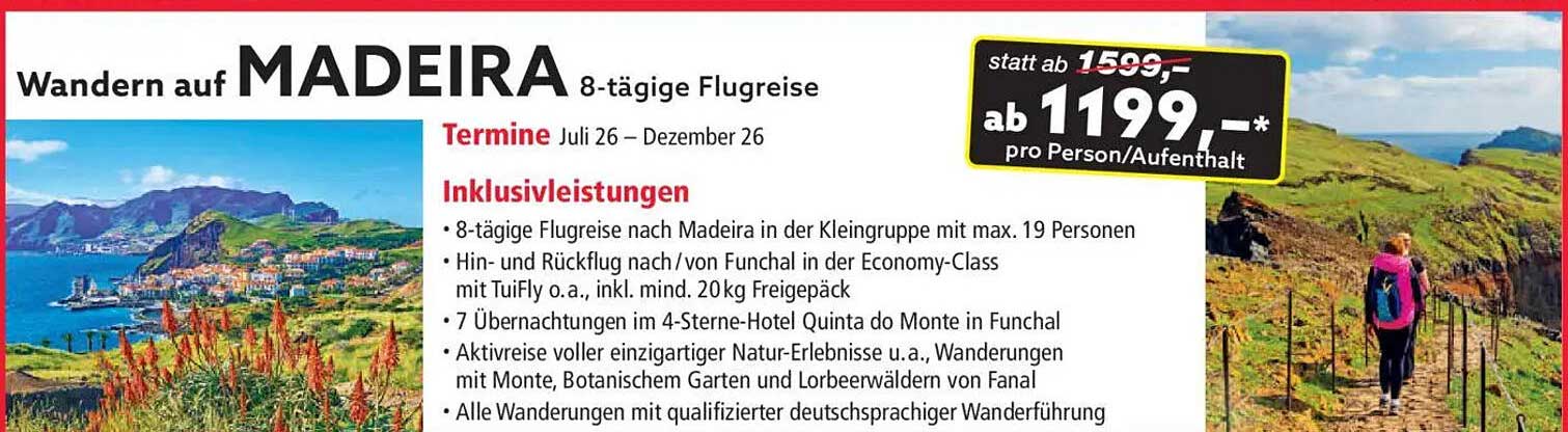 Wandern auf Madeira – 8-tägige Flugreise