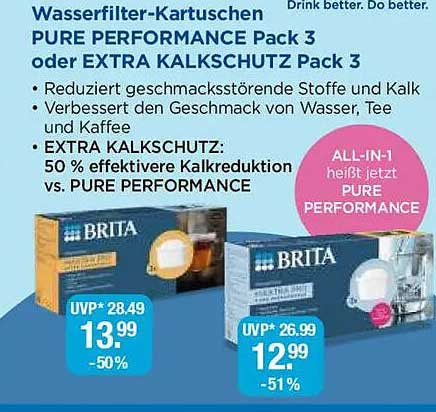 Wasserfilter-Kartuschen PURE PERFORMANCE Pack 3 oder EXTRA KALKSCHUTZ Pack 3
