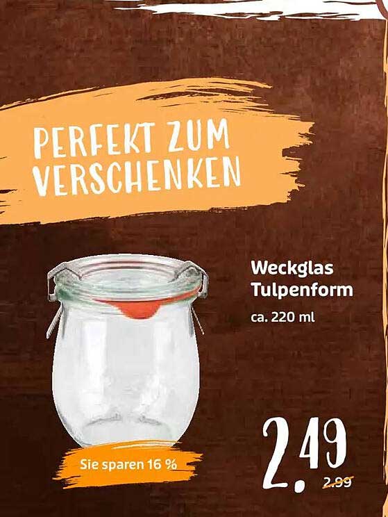 Weckglas Tulpenform ca. 220 ml