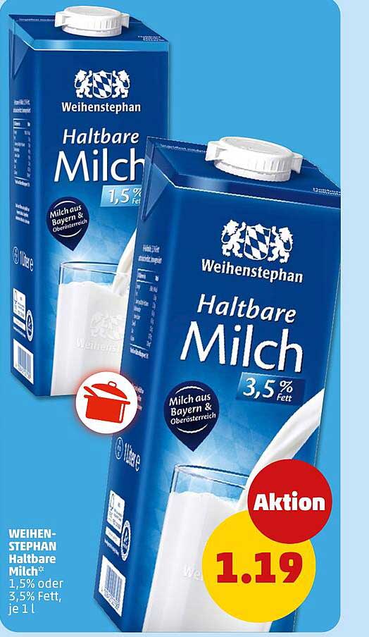 WEIHEN-STEPHAN Haltbare Milch 1,5% oder 3,5% Fett, je 1 l