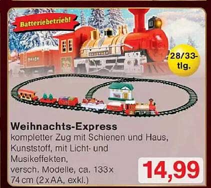 Weihnachts-Express – kompletter Zug mit Schienen und Haus