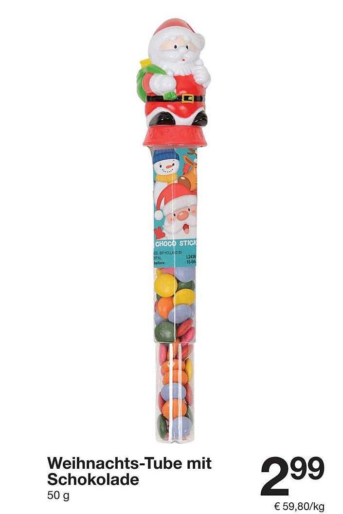 Weihnachts-Tube mit Schokolade