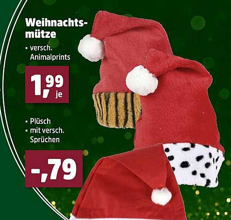 Weihnachtsmützen mit verschiedenen Animalprints und Sprüchen