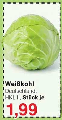 Weißkohl, Deutschland, HKL II, Stück je