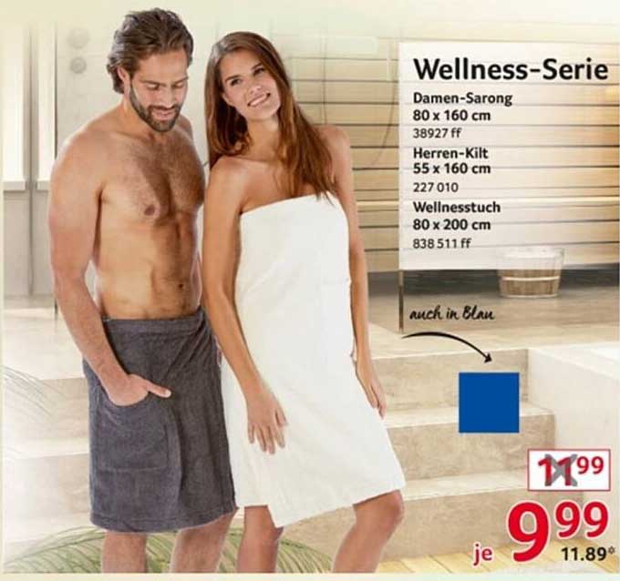 Wellness-Serie Damen-Sarong, Herren-Kilt und Wellnesstuch