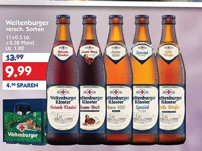 Weltenburger Kloster Bier 11 x 0,5 l - Verschiedene Sorten