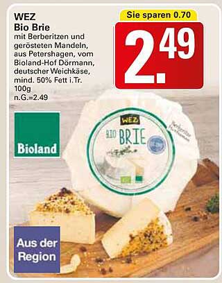 WEZ Bio Brie mit Berberitzen und gerösteten Mandeln