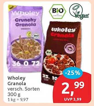 Wholely Granola verschiedene Sorten 300 g