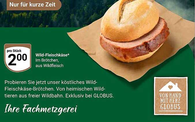 Wild-Fleischkäse im Brötchen aus Wildfleisch