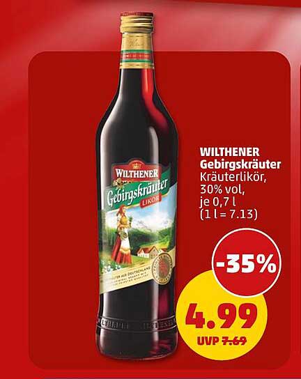 WILTHENER Gebirgskräuter Kräuterlikör, 30% vol, 0,7 l