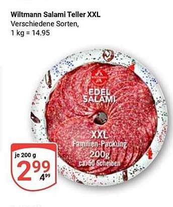 Wiltmann Salami Teller XXL - Familien-Packung 200 g