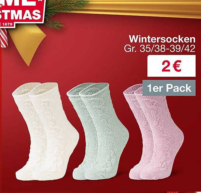 Wintersocken Gr. 35/38-39/42 für nur 2 € – 1er Pack