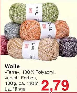 Wolle »Terra«, 100% Polyacryl, verschiedene Farben, 100g, ca. 110m