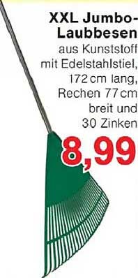 XXL Jumbo-Laubbesen aus Kunststoff mit Edelstahlstiel