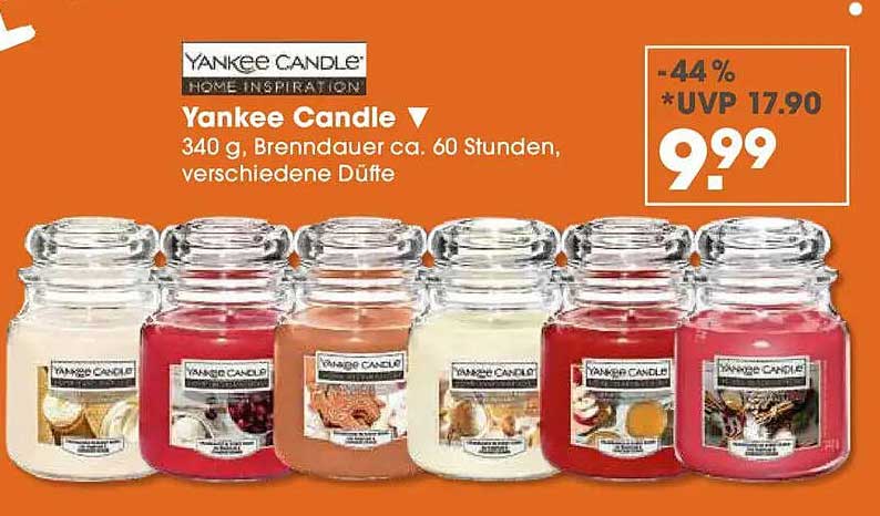 Yankee Candle – 340 g, Brenndauer ca. 60 Stunden, verschiedene Düfte