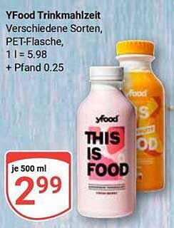 YFood Trinkmahlzeit - verschiedene Sorten, PET-Flasche