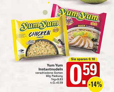 Yum Yum Instantnudeln verschiedene Sorten 60g Packung