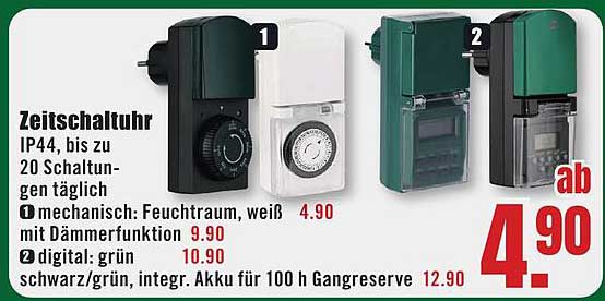 Zeitschaltuhr IP44 bis zu 20 Schaltungen täglich