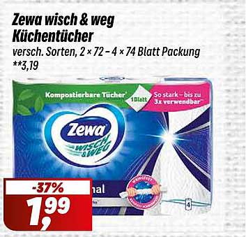 Zewa wisch & weg Küchentücher - 2 x 72 - 4 x 74 Blatt Packung