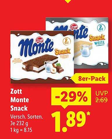 Zott Monte Snack 8er-Pack