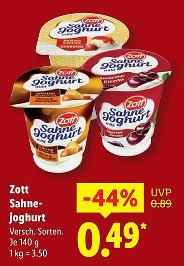Zott Sahnejoghurt - Verschiedene Sorten