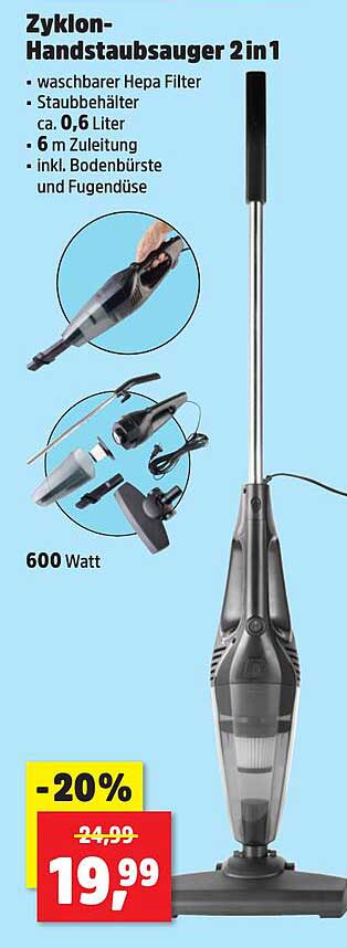 Zyklon-Handstaubsauger 2 in 1